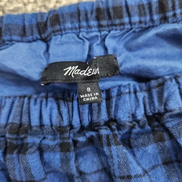 Madewell Plaid Ruffle Off Shoulder Mini Dress Linen Cotton Blend Size 8 - Picture 7 of 13